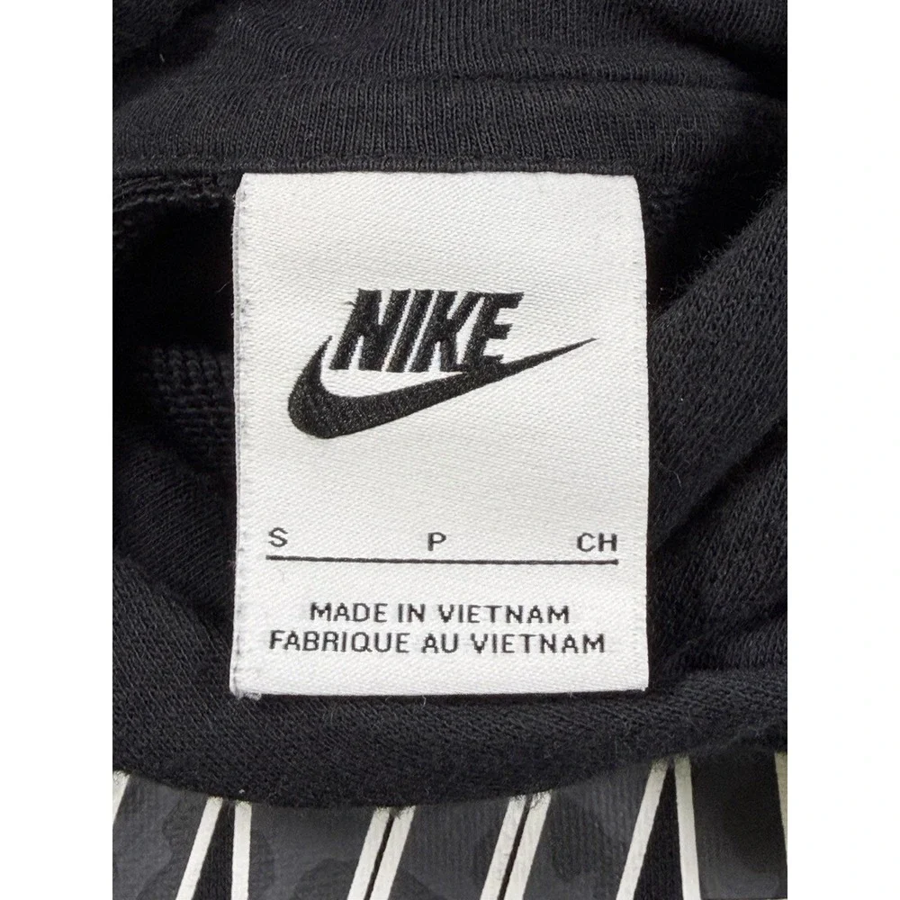 Nike Club Fleece Hoodie Sweatshirt Mens S Pullover Black Leopard Print